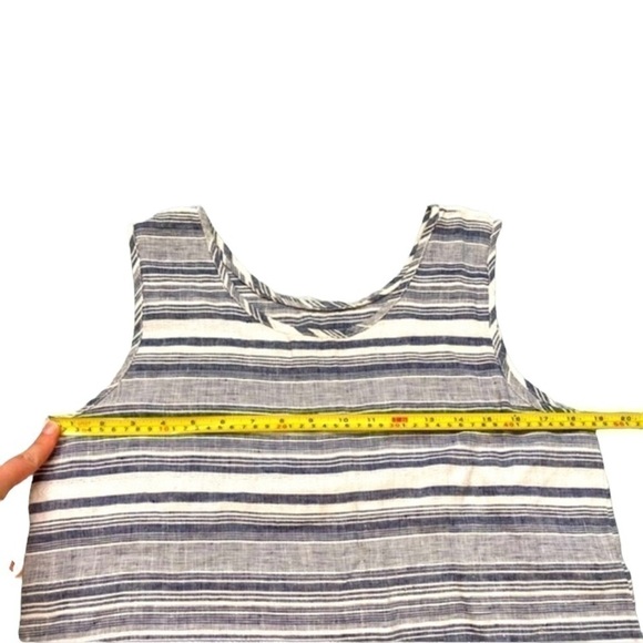ARTISAN NY 100% linen blue and white stripe tank top - Picture 3 of 4